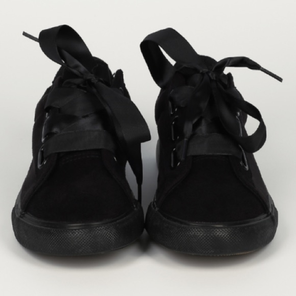 BLACK SUEDE LACE UP SNEAKERS SIZES 5-8 - Picture 4 of 7